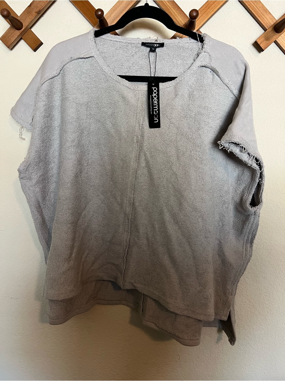 Papermoon Light Gray Raw-Edge Boxy Sweatshirt